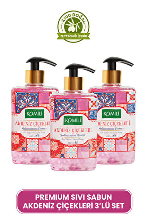  Premium Akdeniz Çiçekleri Sıvı Sabun - Çiçek Kokulu - 3 X 400 ML