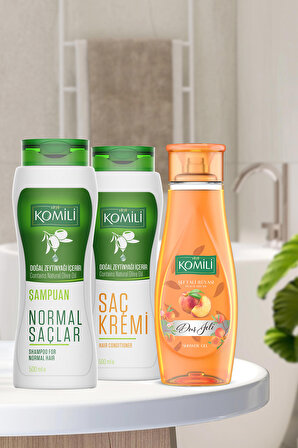 Normal Saçlar İçin Temel Bakım Şampuanı & Saç Kremi + Duş Jeli Set - 3 X 500 ml