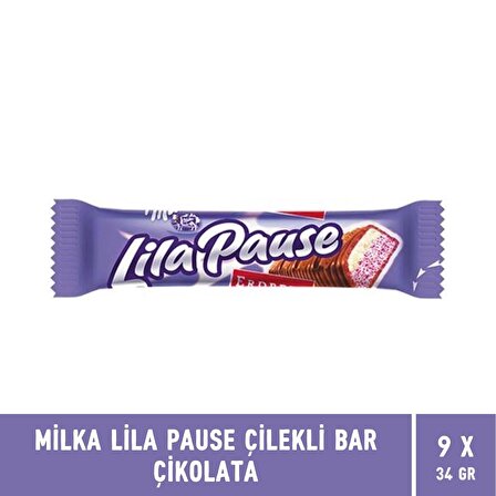 Milka Lila Pause Çilekli Bar Çikolata 34 gr - 9 Adet