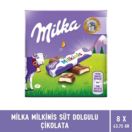 Milka Milkinis Süt Dolgulu Çikolata 43.75 gr - 8 Adet