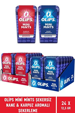 Olips Mini Mints Şekersiz Nane & Karpuz Aromalı Şekerleme 12,5 gr - 24 Adet