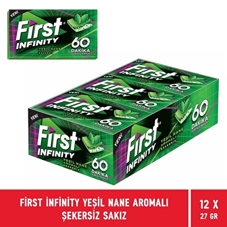 First Infinity 60 Dakika Yeşil Nane Aromalı Şekersiz Sakız - 12 Adet