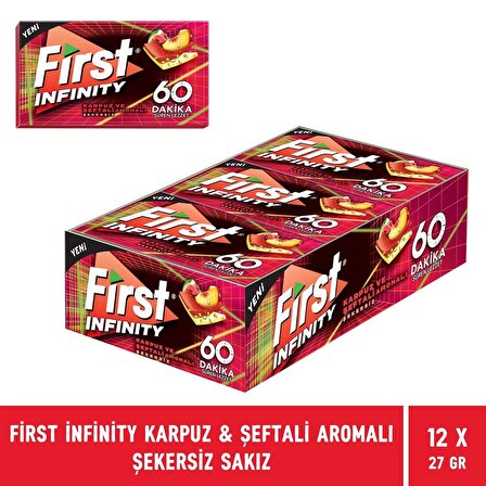 First Infinity 60 Dakika Karpuz & Şeftali Aromalı Şekersiz Sakız - 12 Adet