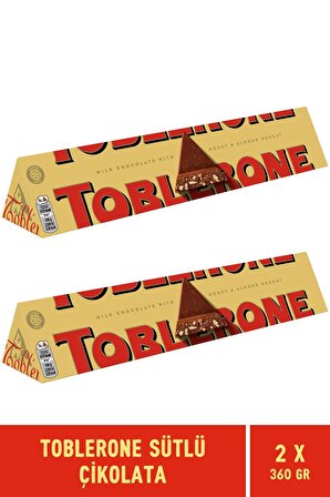 Toblerone Milk Sütlü Çikolata 360 gr - 2 Adet