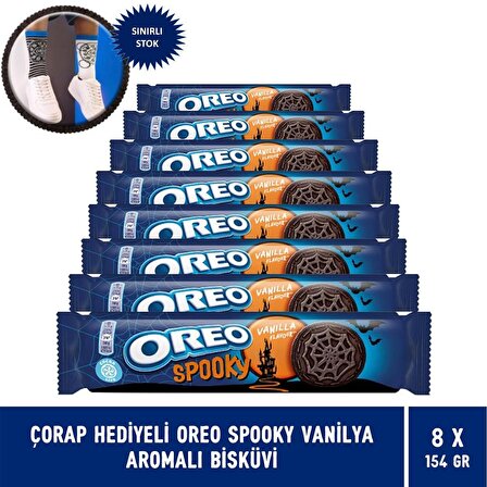 Çorap Hediyeli - Oreo Spooky Vanilya Aromalı Bisküvi 154 gr - 8 Adet