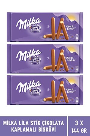Milka Lila Stix Çikolata Kaplamalı Bisküvi 144 gr - 3 Adet