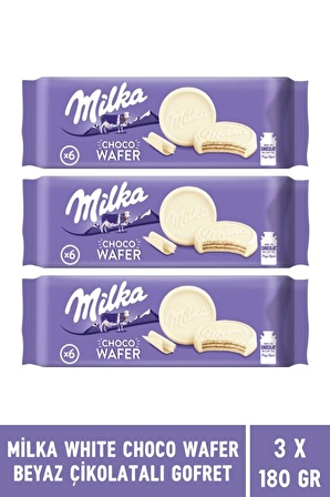 Milka White Choco Wafer Beyaz Çikolatalı Gofret 180 gr - 3 Adet