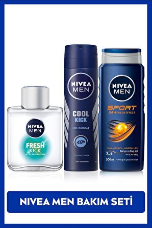 Erkek Cool Kick Fresh Sprey Deodorant 150ml, Kick Fresh Tıraş Sonrası Losyon, Sport Duş Jeli 500ml