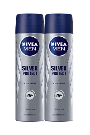 Nivea Silver Protect Antiperspirant Leke Yapmayan Erkek Sprey Deodorant 150 ml x 2