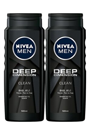 Nivea Men Deep Dimension Odunsu Aromalı Arındırıcı Tüm Ciltler İçin Duş Jeli 2 x 500 ml