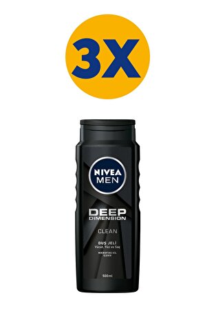 Nivea Men Deep Dimension Odunsu Aromalı Arındırıcı Tüm Ciltler İçin Duş Jeli 3 x 500 ml