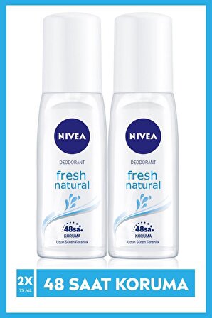 Nivea Fresh Natural Antiperspirant Ter Önleyici Leke Yapmayan Kadın Sprey Deodorant 75 ml x 2