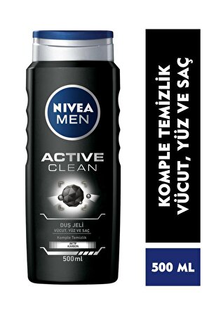 Nivea Active Clean Ferahlatıcı Tüm Ciltler İçin Kalıcı Kokulu Duş Jeli 500 ml + Banyo Lifi