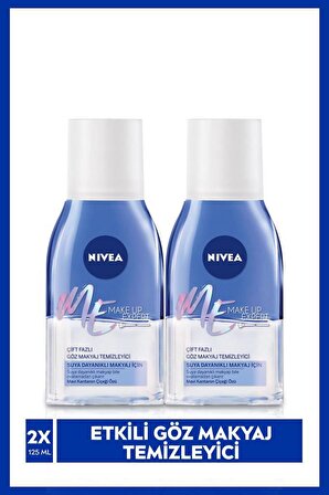 NIVEA Make Up Expert Çift Fazlı Göz Makyaj Temizleyici 125 ml x2 adet,Etkili Makyaj temizleme