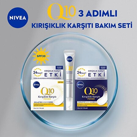 NIVEA Q10 3 Adımlı Kırışıklık Karşıtı Bakım Seti,Gündüz Kremi,Cilt Serumu ve Gece Kremi 50 ml