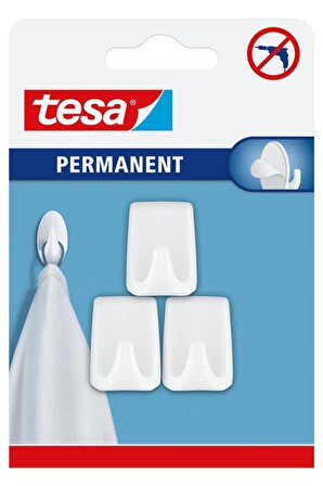 PERMANENT Askı Plastik Küçük Dikd. Beyaz 3 adet X 3 Paket (Toplam 6 askı)