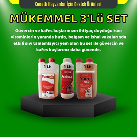 Royal İlaç Kanatlı Hayvanlar İçin 1 Lt Mükemmel Üçlü Set (Acidoral+Spiro Clean+Pantonic)