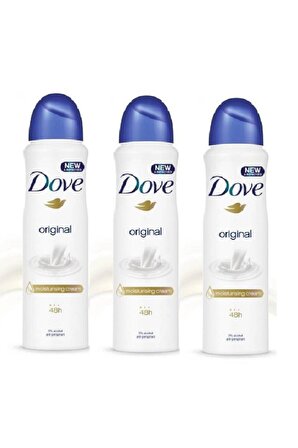 Dove Original Antiperspirant Leke Yapmayan Kadın Sprey Deodorant 150 ml x 3