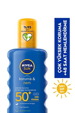 NIVEA Sun SPF 50+ Koruma & Nem Nemlendirici Güneş Kremi Sprey 200 ml + Plaj Çantası