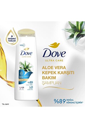 Dove Ultra Care Saç Bakım Şampuanı Kepek Karşıtı Bakım Aloe Vera 400 ml x3 Adet