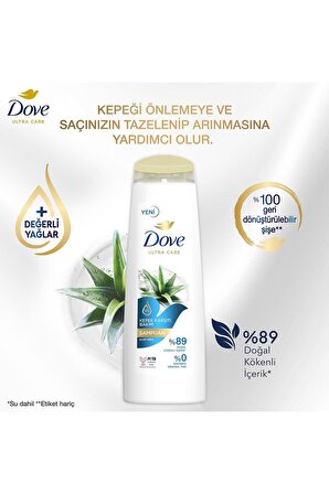 Dove Ultra Care Saç Bakım Şampuanı Kepek Karşıtı Bakım Aloe Vera 400 ml x3 Adet