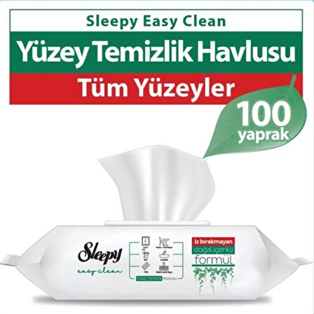 Sleepy Easy Clean Sirke Karbonat Beyaz Sabun Katkılı Yüzey Temizlik Islak Havlusu - 100'lü Paket