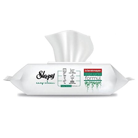 Sleepy Easy Clean Sirke Karbonat Beyaz Sabun Katkılı Yüzey Temizlik Islak Havlusu - 100'lü 10 Paket