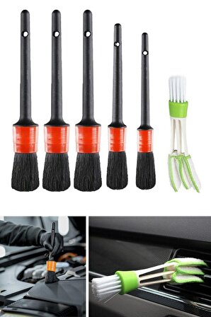 Safestore Yumuşak Kıllı İç Ve Dış Temizlik İçin 5+1 Detaylı Araç Oto Temizlik Bakım Fırça Seti