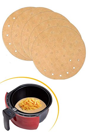 100 Adet Air Fryer Pişirme Kağıdı Tek Kullanımlık Yağ Geçirmez Yapışmaz Yuvarlak Delikli Model