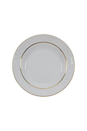 Güral porselen yaldızlı yemek tabak - 6 lı 22 cm çukur yemek tabağı