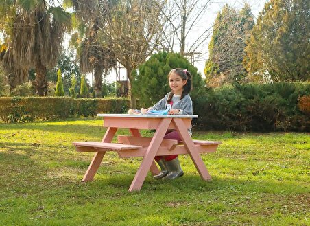 Mandu Ahşap Çocuk Piknik Masası Kum Havuzlu