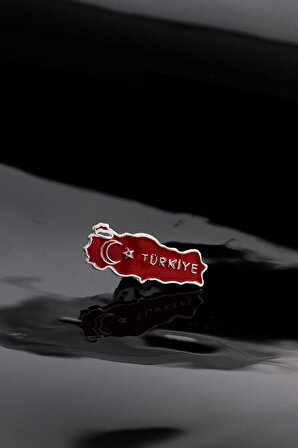 Türkiye Haritası Türk Bayrağı Kırmızı Gümüş Rozet