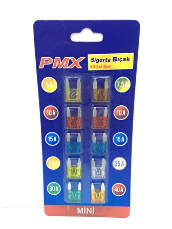 PMX Üniversal 10 lu Araç Mini Tip Bıçak Sigorta Seti