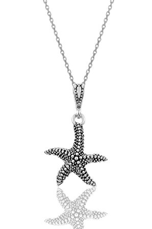 Gümüş oksitli deniz yıldızı modeli kolye