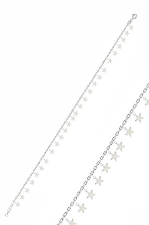 Gümüş rodyumlu yıldız pullu halhal