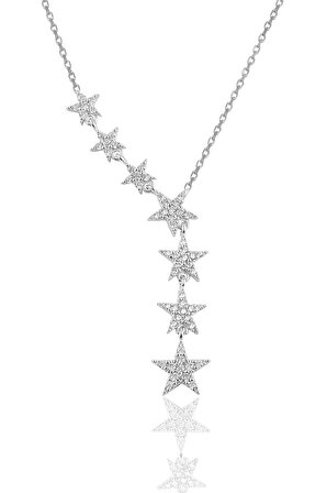 Söğütlü Silver Gümüş rodyumlu zirkon taşlı kayan yıldız kolye