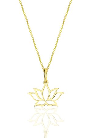Gümüş altın yaldızlı sonsuz yaşamın simgesi lotus çiçeği kolye 