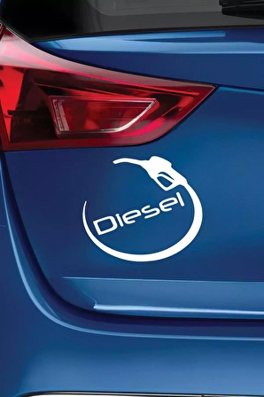 Diesel Sticker Oto Motor Laptop Duvar Folyo Sticker 10 cm Genişlik Beyaz Renk