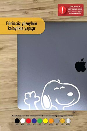 El Sallayan Snoopy Sticker Oto Motor Laptop Duvar Folyo Sticker 10 cm Genişlik Beyaz Renk