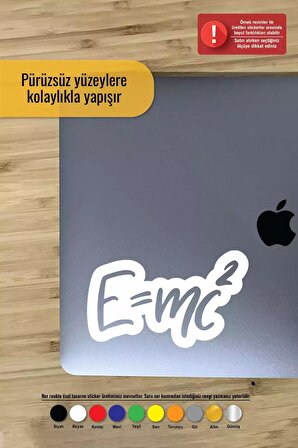 Emc2 Sticker Oto Motor Laptop Duvar Folyo Sticker 10 cm Genişlik Beyaz Renk