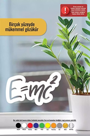 Emc2 Sticker Oto Motor Laptop Duvar Folyo Sticker 10 cm Genişlik Beyaz Renk