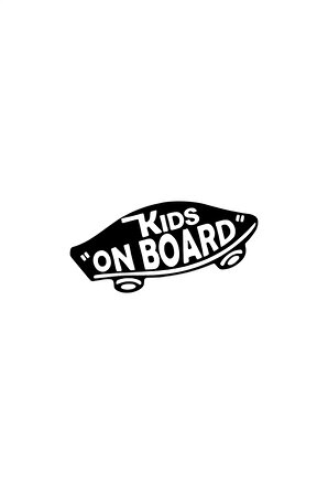 Kids On Board Kaykay Sticker Oto Motor Laptop Duvar Folyo Sticker 10 cm Genişlik Siyah Renk