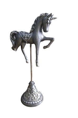 Yılbaşı Obje Gümüş Antresit At