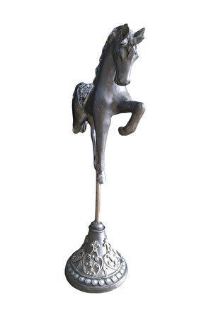 Yılbaşı Obje Gümüş Antresit At