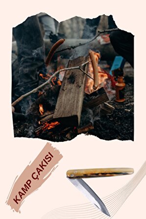 Doğal Kemik Saplı Piknik Çakısı Kamp Çakısı Mutfak Bıçak El Yapımı
