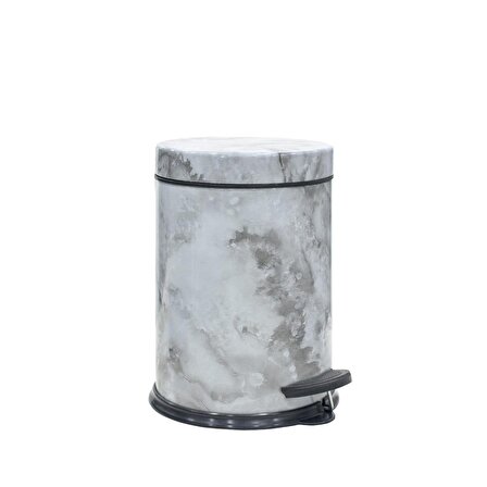 SİLİWAX BEYAZ MERMER -2 Li Set Pedallı Çöp Kovası ve Wc Klozet Fırça Seti 