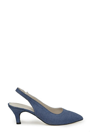 Jeany Kot Kumaştan Denim Kadın Mavi Topuklu Ayakkabı