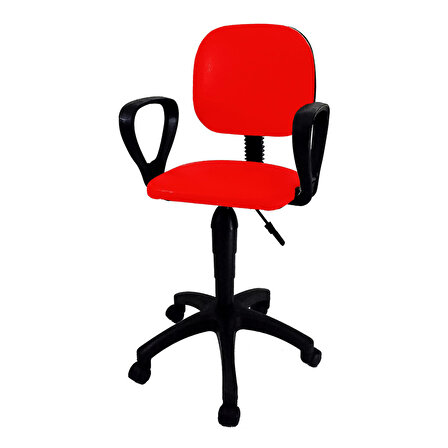 Bilgisayar Sekreter Ofis Ev Öğrenci Eko Çalışma Sandalyesi Deri Döşeme Kırmızı