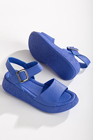 Mavi Kadın Hakiki Deri Sandalet 