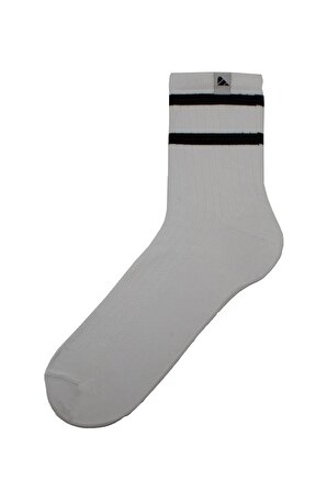 Erkek Soket Spor Çorap 3 Lü Beyaz Siyah Kemerli